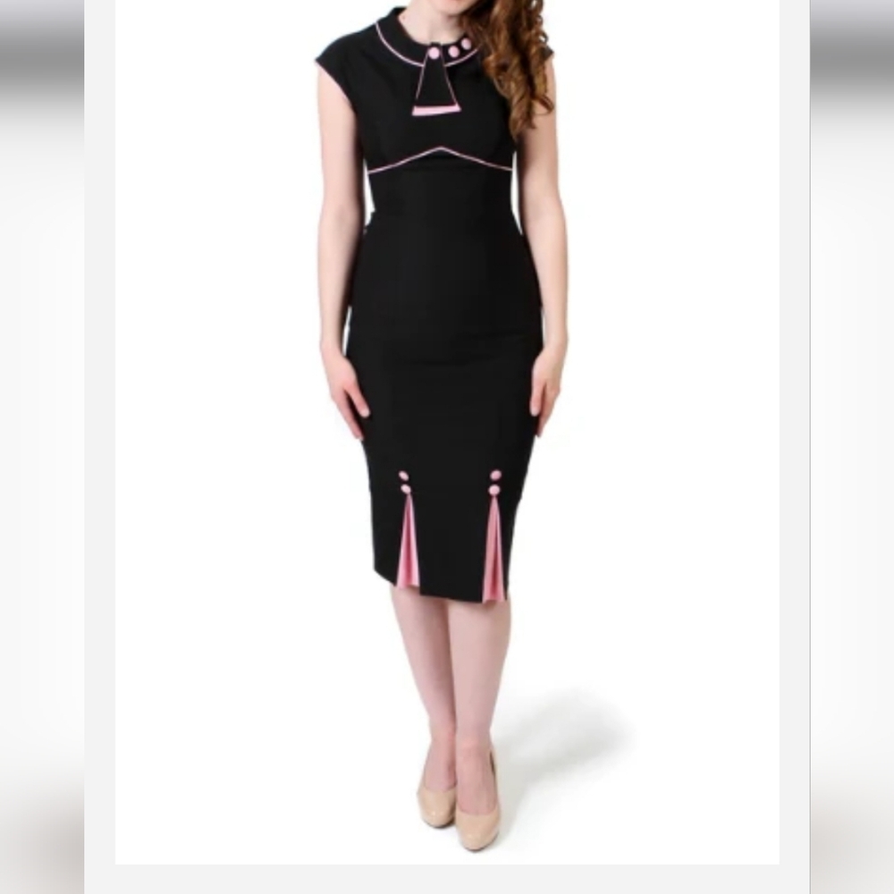 Stop Staring Black and Pink Midi Dress
